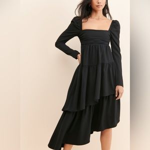 Weworewhat Black asymmetrical puff sleeve Worn once